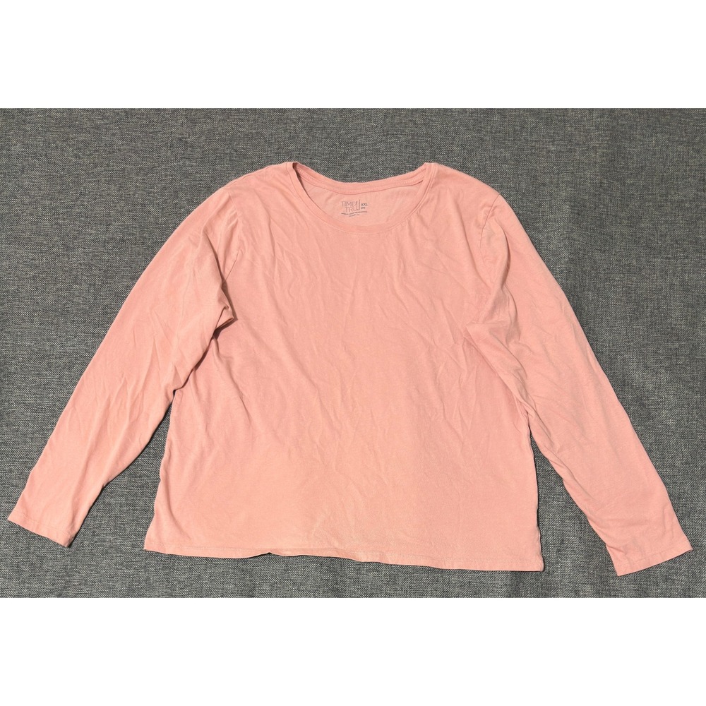 Time and Tru Womens XXL Long Sleeve T-Shirt Peach Cotton